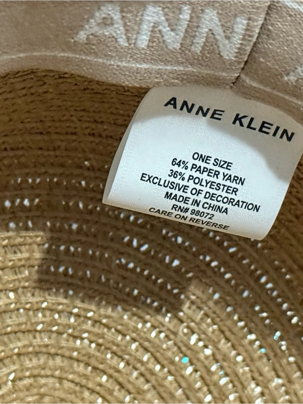 Anne Klein Tan Straw Cloche with Bow